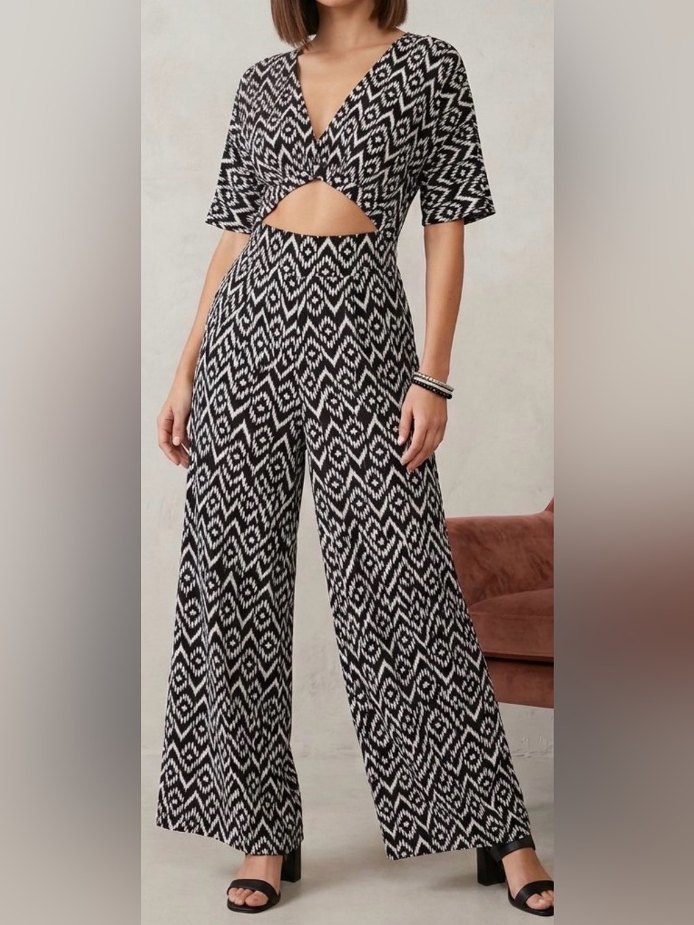 Black & White Wide-Leg Jumpsuit